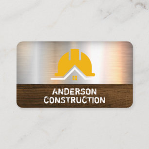 Construction Hard Hat   Metal Wood   Builders Business Card