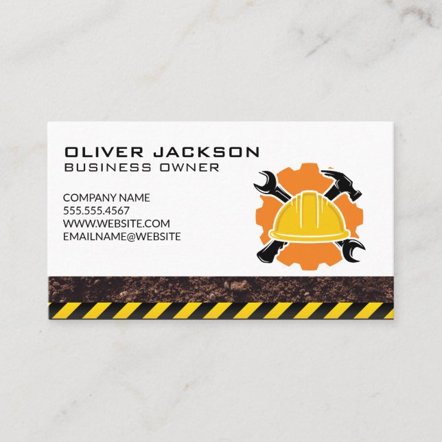 Construction | Hard hat Wrenches Business Card (Front)