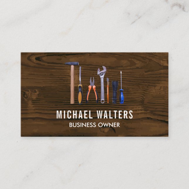 Construction Hardware Tools | Carpentry Business Card (Front)