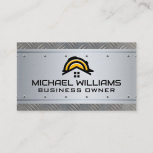 Construction Hat   Real Estate   Steel Metallic Business Card