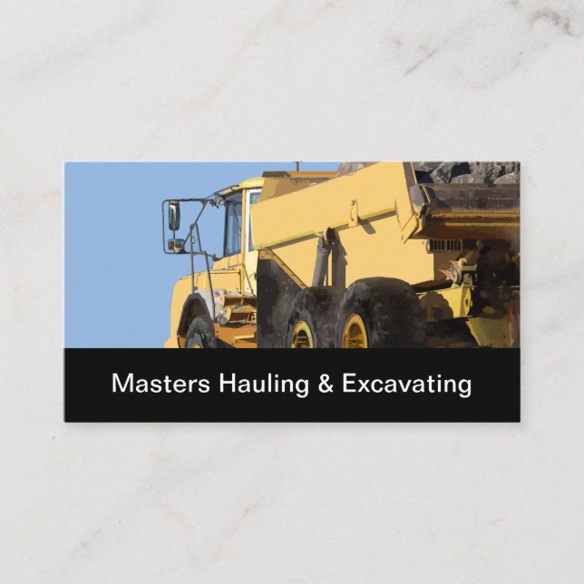Construction Hauling And Excavating Business Card (Front)