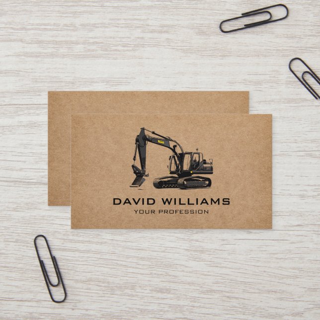 Construction Heavy Equipment Operator Business Card (Front/Back In Situ)