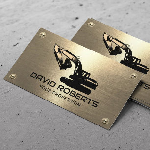 Construction Heavy Equipment Operator Gold Metal Business Card
