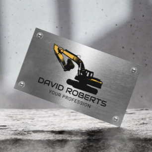 Construction Heavy Equipment Operator Metal Business Card