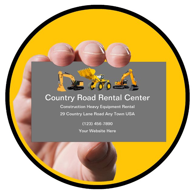Construction Heavy Equipment Rental Business Card (Creator Uploaded)