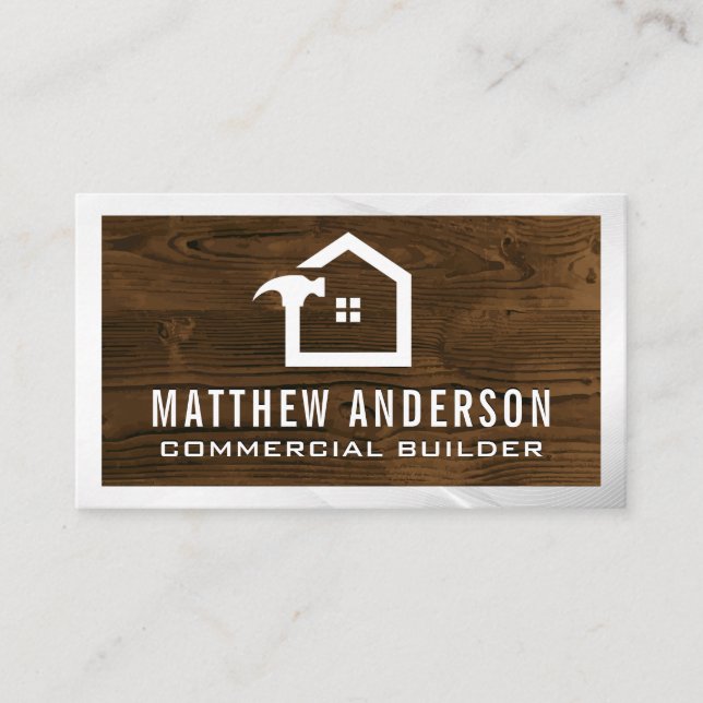 Construction Home Logo | Wooden Boards Business Card (Front)