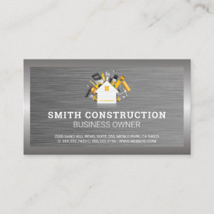 Construction Home Repair Tools Steel Texture Business Card