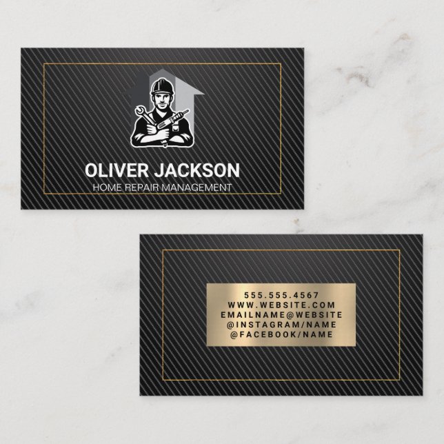 Construction Home Repairman | Builders Business Card (Front/Back)