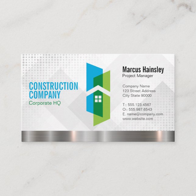 Construction Homes Logo | Builder Architect Business Card (Front)