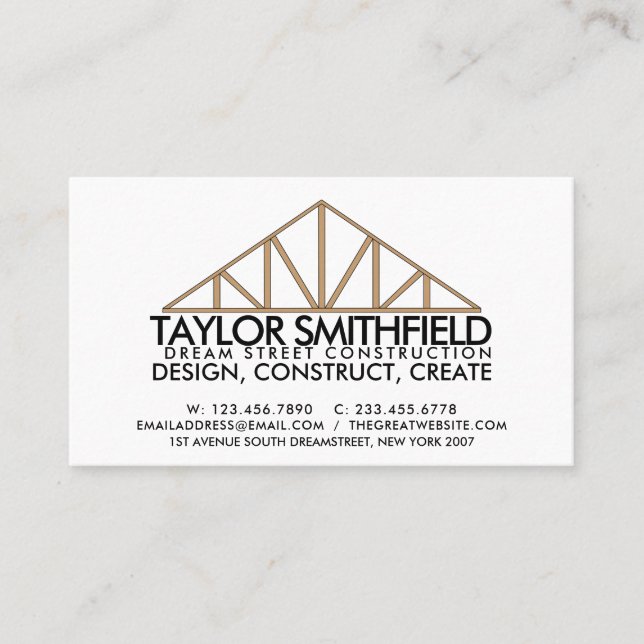 Construction House Building Rustic Business Card (Front)