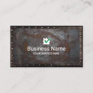 Construction House icon Vintage Rusty Metal Framed Business Card