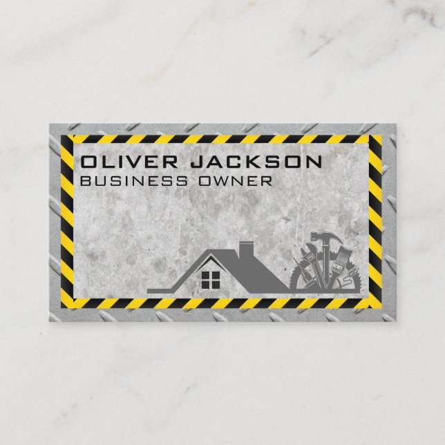 Construction Icons | Concrete and Steel  Business Card (Front)