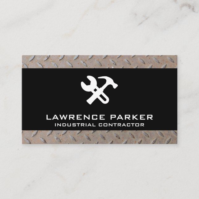 Construction Icons | Steel Business Card (Front)