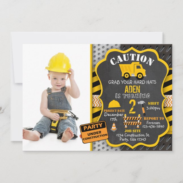 Construction Invitation | Dump Truck | Photo (Front)