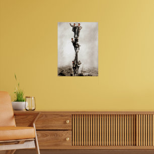 Construction Iron Workers Ride Down Poster