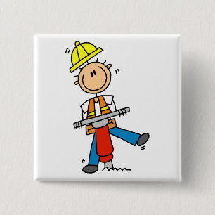 Construction Jack Hammer T-shirts and Gifts 15 Cm Square Badge