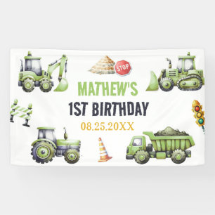 Construction Kids 1st Birthday Party Banner
