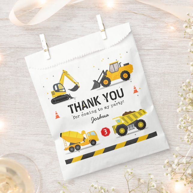 Construction Kids Any Age Birthday Party Favour Bags (Clipped)