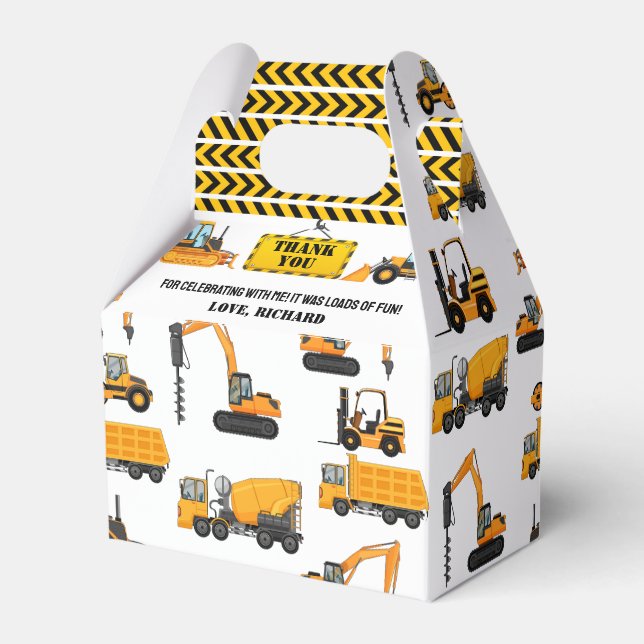 Construction Kids Birthday Party  Favour Box (Back Side)