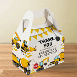 Construction Kids Birthday Party Favour Box<br><div class="desc">Construction themed birthday favour boxes featuring a simple white background,  with cute cartoon illustrations of bunting,  stop signs,  a dump truck,  a digger,  a cement truck,  a wrecking ball crane,  splatters of dirt,  and a birthday thank you template that is easy to personalise.</div>