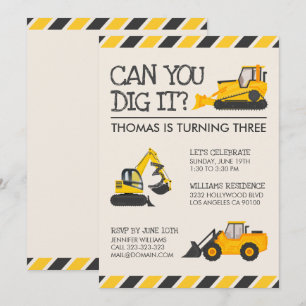 Construction Kids Birthday Party Invitation