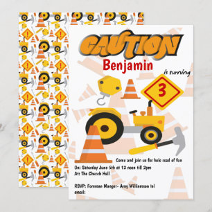 Construction Kids Birthday Party Invitation