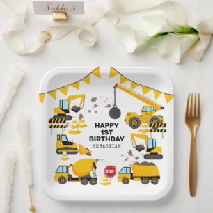 Construction Kids Birthday Party Paper Plate