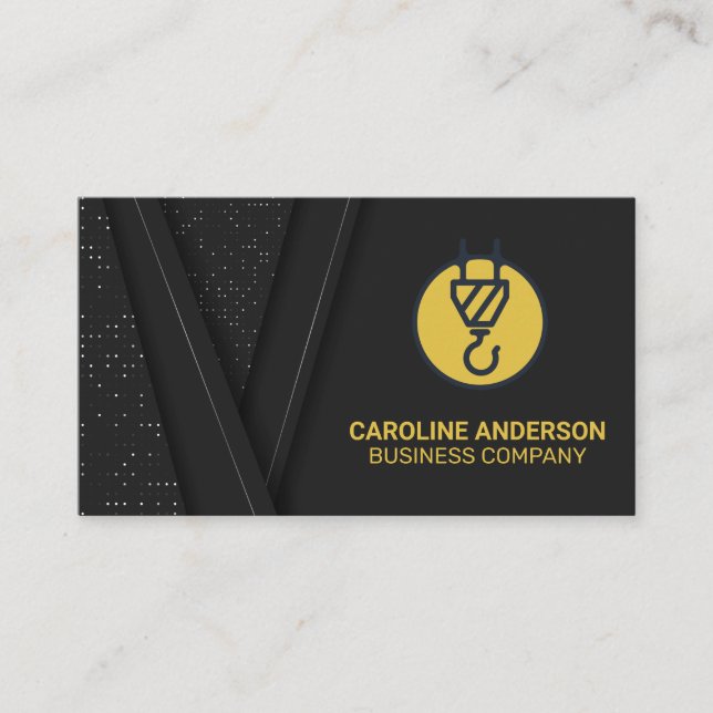 Construction Logo | Black Luxury Gold Business Card (Front)