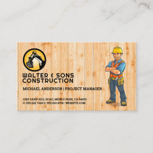 Construction Logo   Blue Collar Worker Business Card