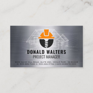 Construction Logo   Blueprint Schematics   Metal  Business Card