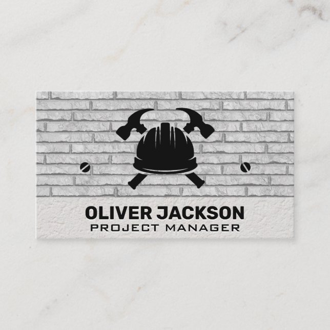 Construction Logo | Brick Wall  Business Card (Front)