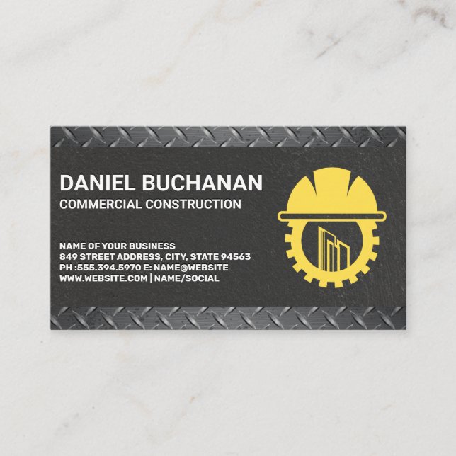 Construction Logo | Circular Saw | Steel Business Card (Front)