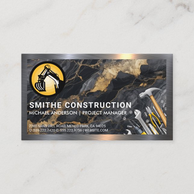 Construction Logo | Hand Tools | Real Estate Business Card (Front)