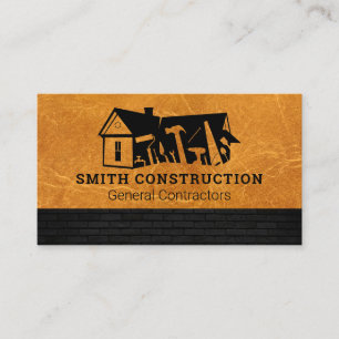 Construction Logo   Leather   Brick Business Card