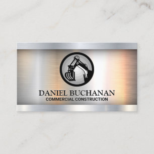 Construction Logo Metal Industrial Business Card
