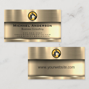 Construction Logo   Metallic Gold Shine Business Card