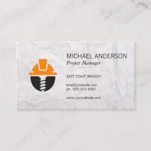 Construction Logo   Project Manager Business Card