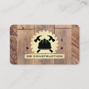 Construction Logo   Saw Wood Metal  Business Card