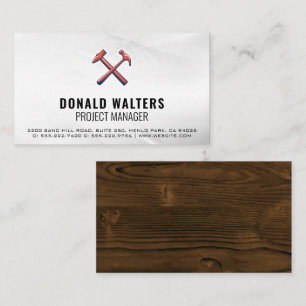 Construction Logo Wood Business Card