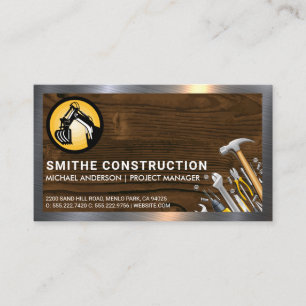Construction Logo Wood Metal Hand Tools Business Card