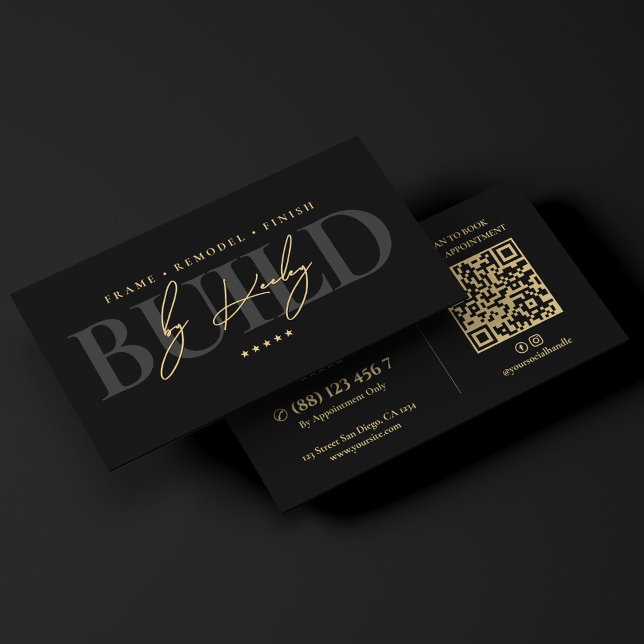 Construction Luxury Builder Contractor Black Business Card (Construction Luxury Builder Contractor Black Business Card
)