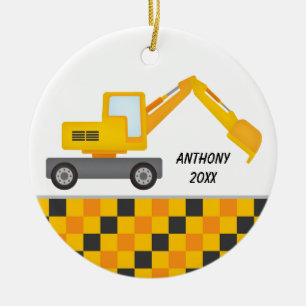 Construction Machine Digger Personalised  Ornament