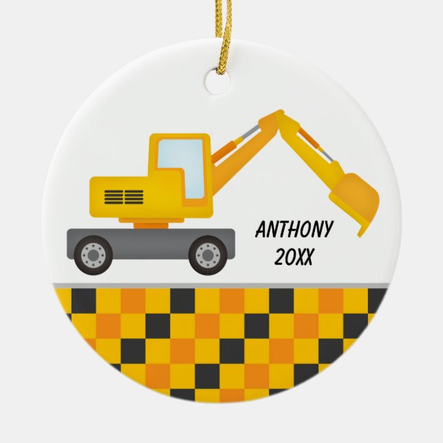 Construction Machine Digger Personalised  Ornament (Front)