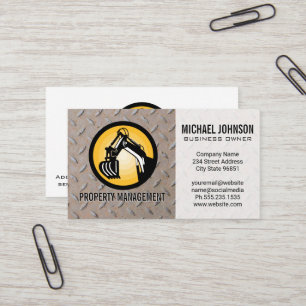 Construction Machinery Logo Steel Business Card