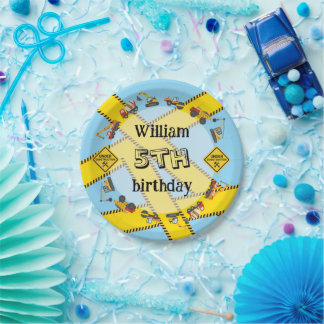 Construction Machines Equipment Birthday Party Paper Plate