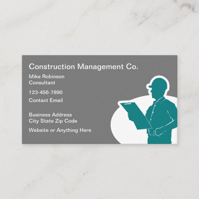 Construction Management Consultant  Business Card (Front)