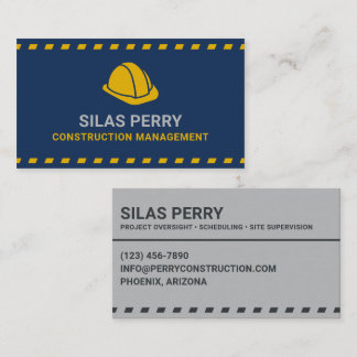 Construction Management Hardhat Dark Blue Business Card