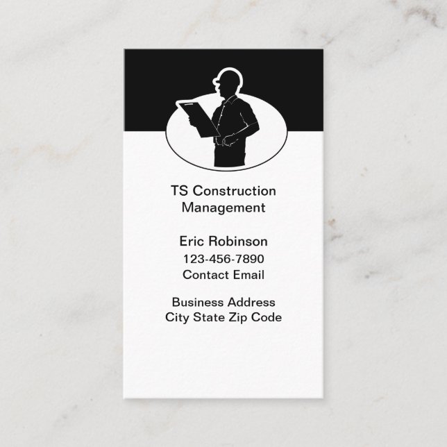 Construction Management Services  Business Card (Front)