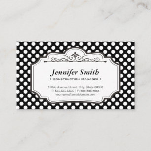 Construction Manager - Black Polka Dots Business Card