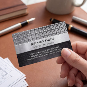 Construction Manager - Diamond Metal Plate Business Card